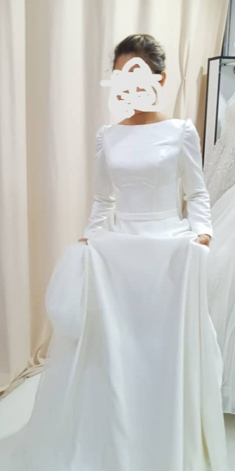 Свадебное платье, 44, 46 (M), цвет - Белый, Рукава: Длинные Бишкек - изображение 1