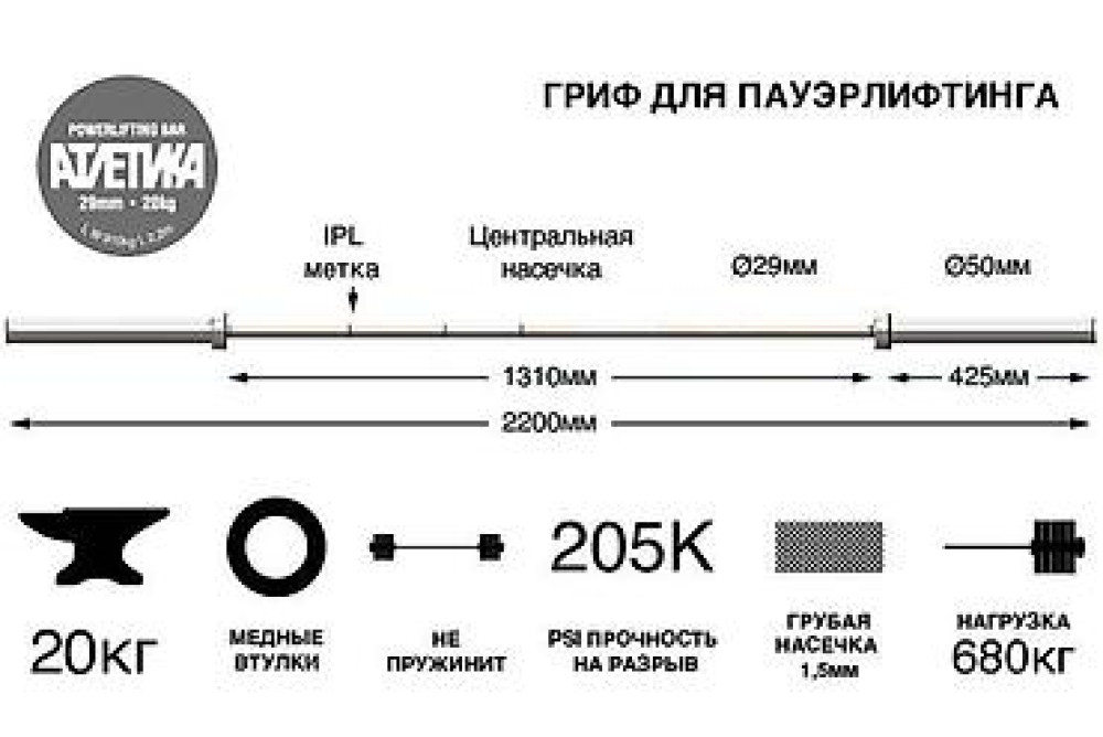 Мужской олимпийский гриф 20кг, Гриф для Пауэрлифтинга 20кг, Женский Бишкек - изображение 24