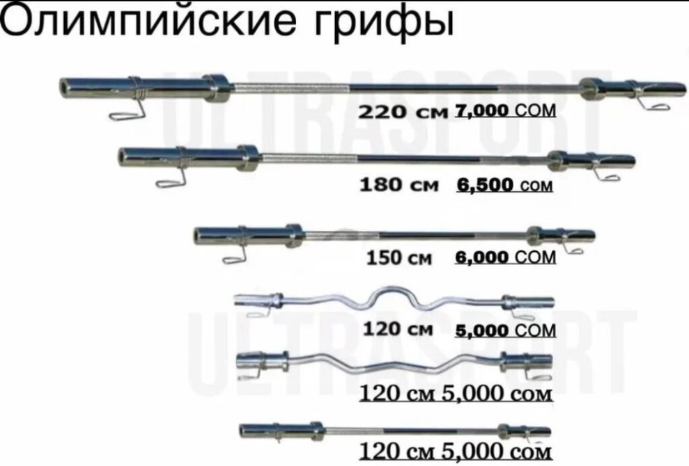 Олимпийские грифы - Прямой гриф 220 см — 7 000 сом - Прямой гриф Bishkek - photo 1